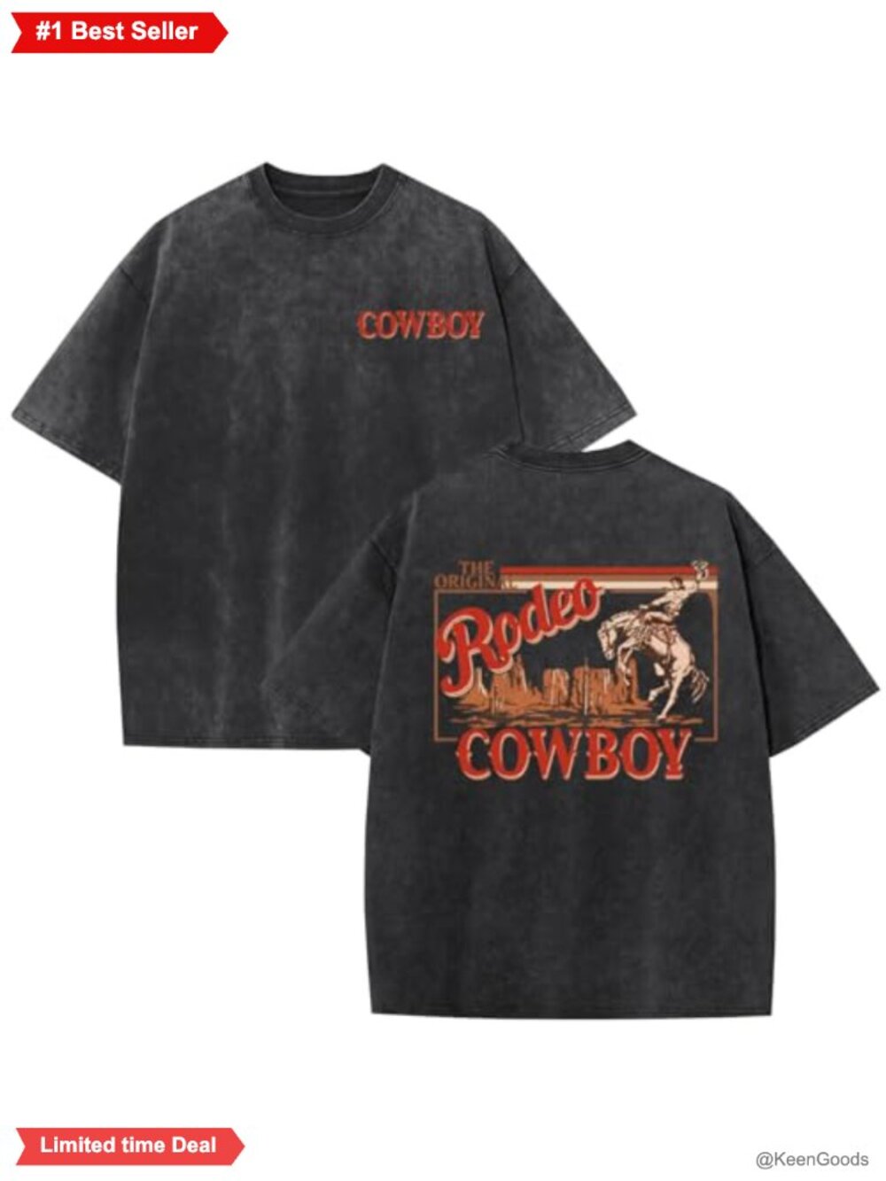 Men's Western Cowboy Graphic T-Shirt Cotton Blend Oversized Rodeo Tee